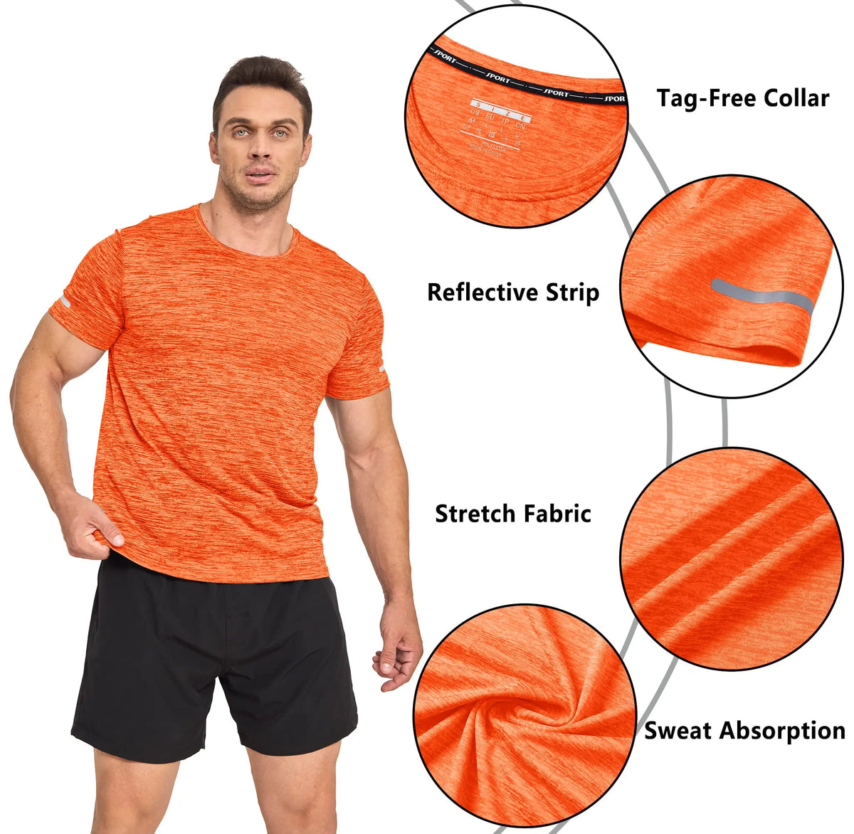 Men's Sports T-Shirts Short Sleeve Quick Dry Athletic/Workout Shirts Breathable Lightweight Running Gym Tees