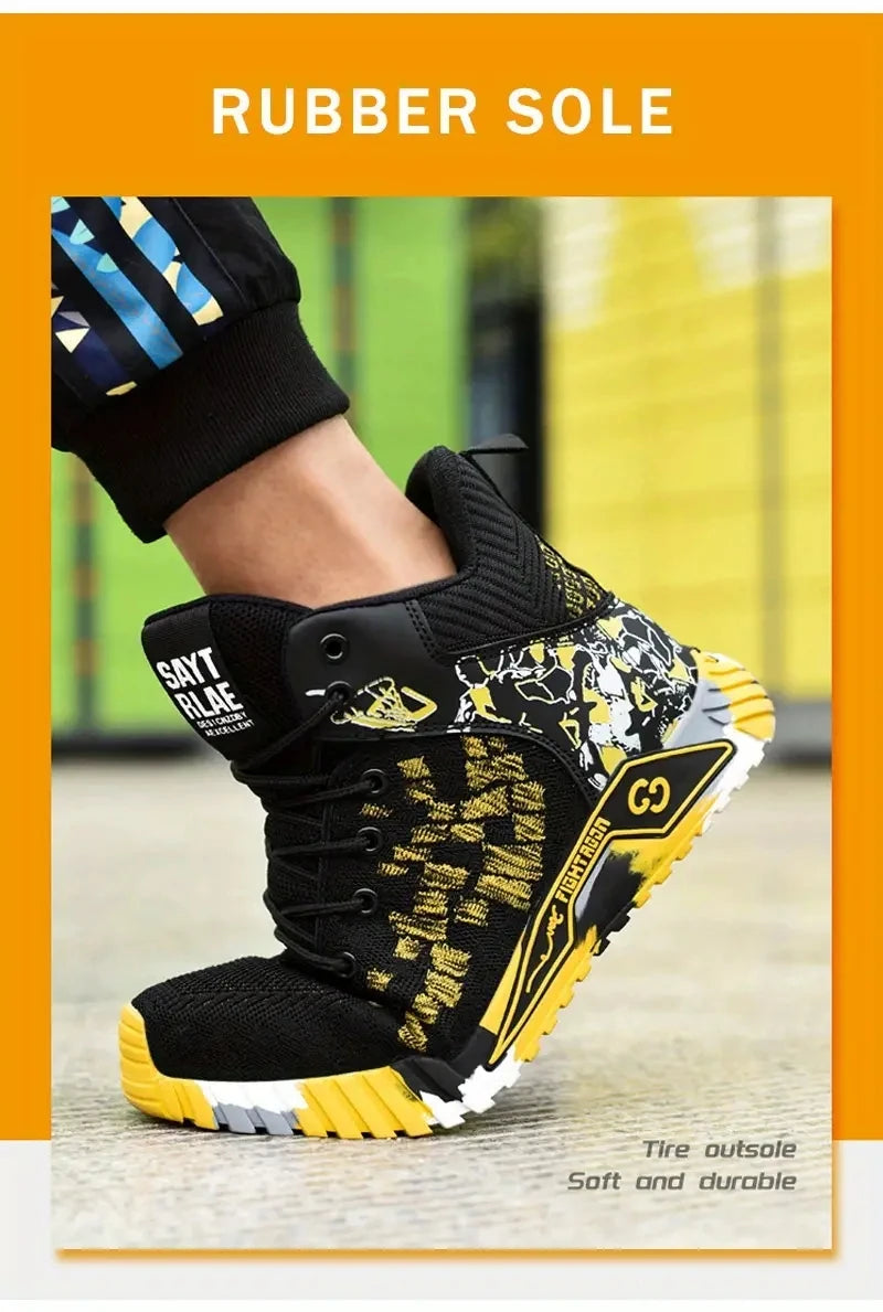 Wear Resistant Durable Steel Toe Work Shoes for Men Impact Resistant/Steel Toe Cap Lightweight Comfortable Industrial Safety Sneakers