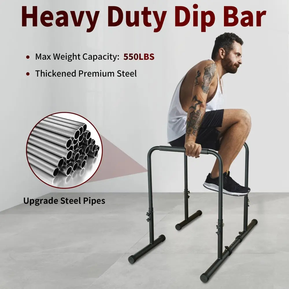 Dreamzon Power Tower Dip Station Pull Up Bar Stand Adjustable Height/Heavy Duty Multi-Function Fitness Training Equipment