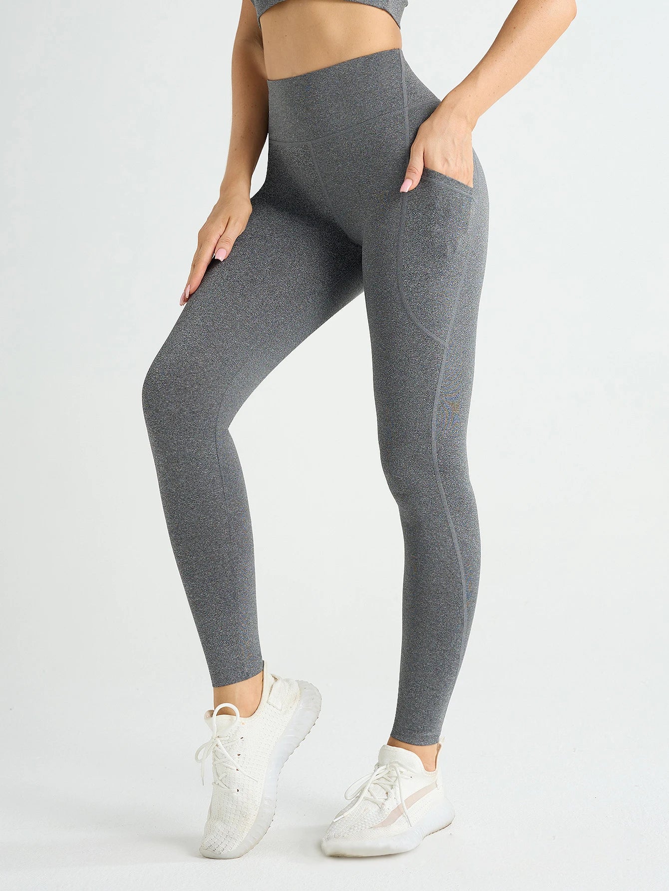 Solid Color Side Pockets Leggings For Women High Waist Sportswear/Cycle Yoga Pants Push Up Fitness Leggings