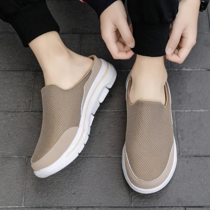 Men Slippers Summer Breathable Home Indoor Slippers Men Thick/Bottom Slides Fashion Couple Walking Shoes Plus Size 39-48