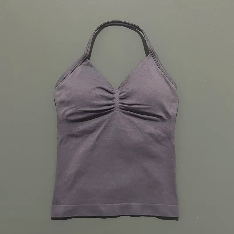 Histello Longline Strappy Top Women Sports Yoga Vest Fitness Tank Top/Gym Beautiful Open Back Bra Running Workout Halter