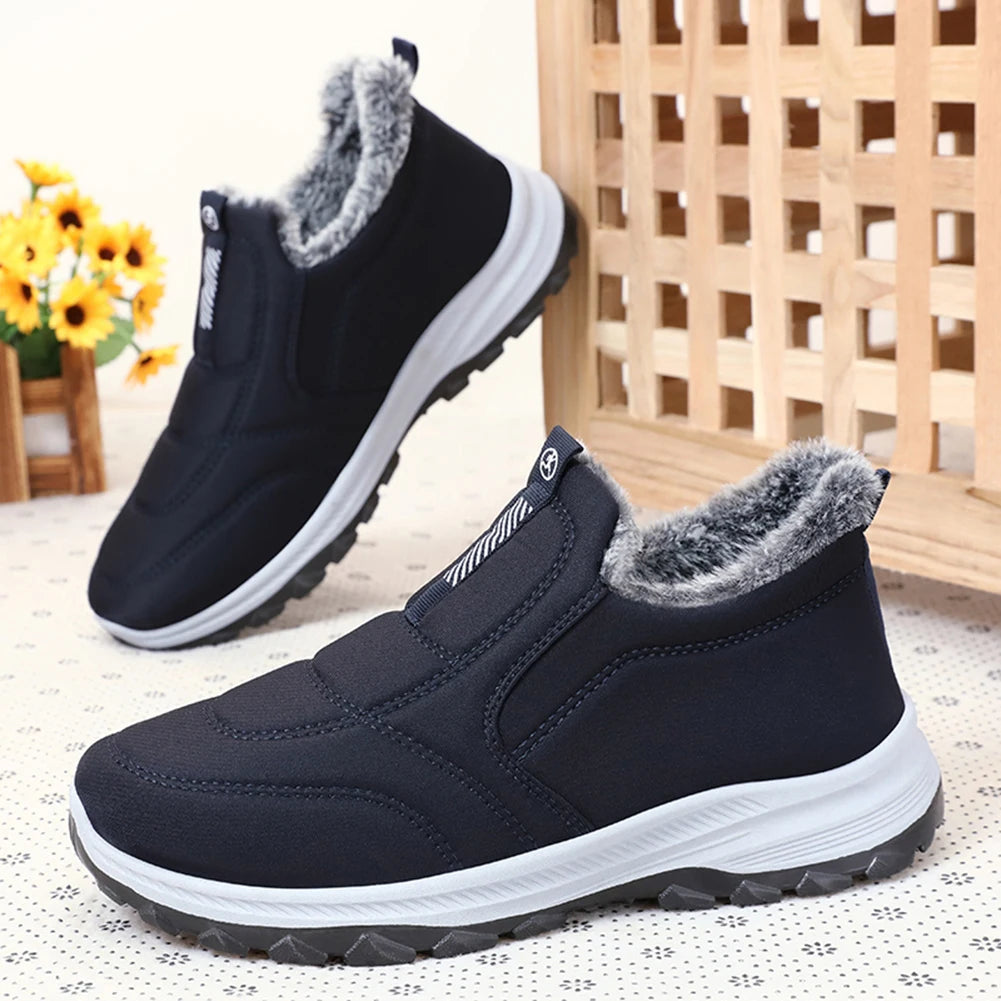 Warm Walking Shoes Lightweight Thermal Ankle Boots Comfortable/Slip On Sneakers Winter Thick Fur Shoes for Travel Hiking