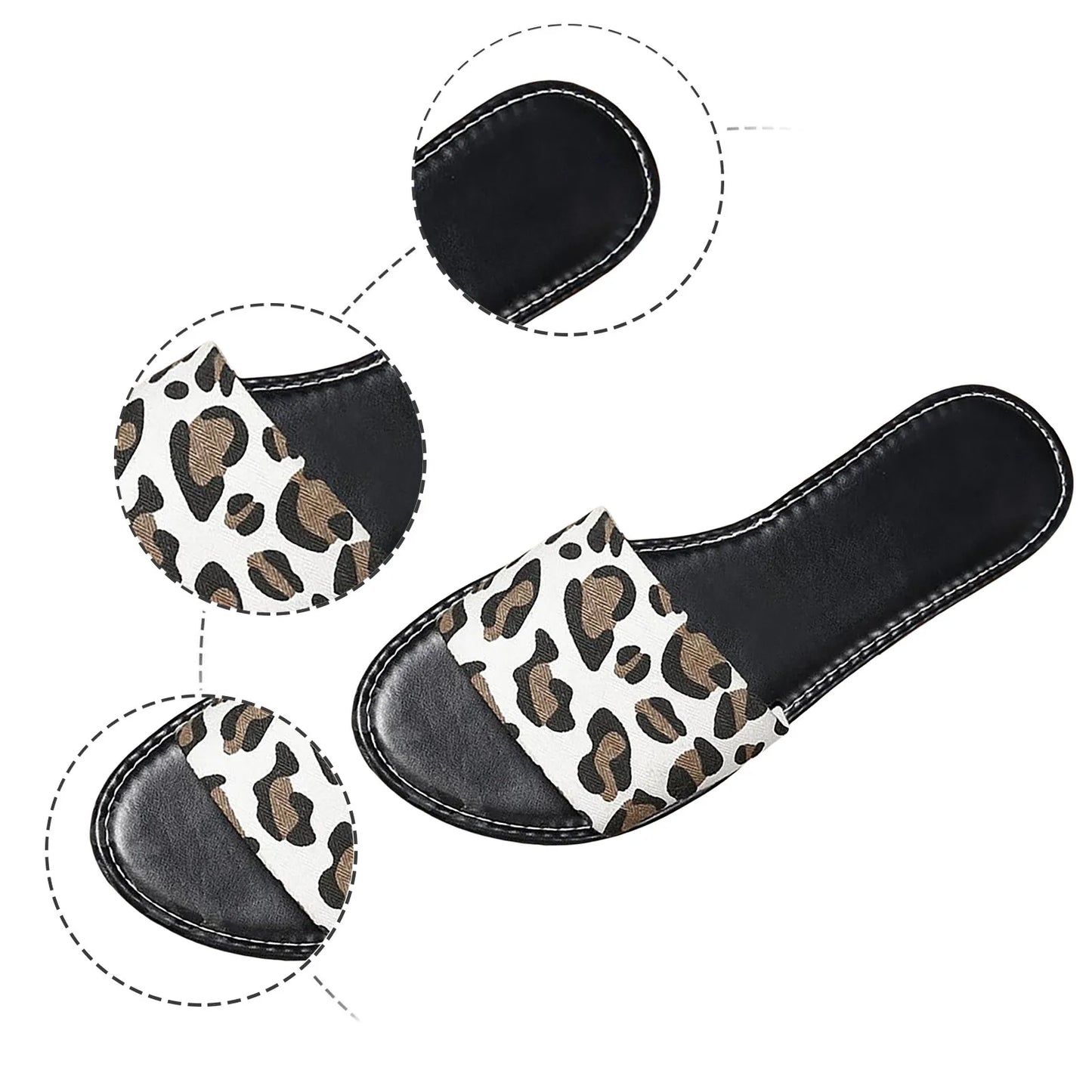 Leopard Printing Slippers Women's 2024 Summer/New Large Size Flat Slides Womens House Shoes