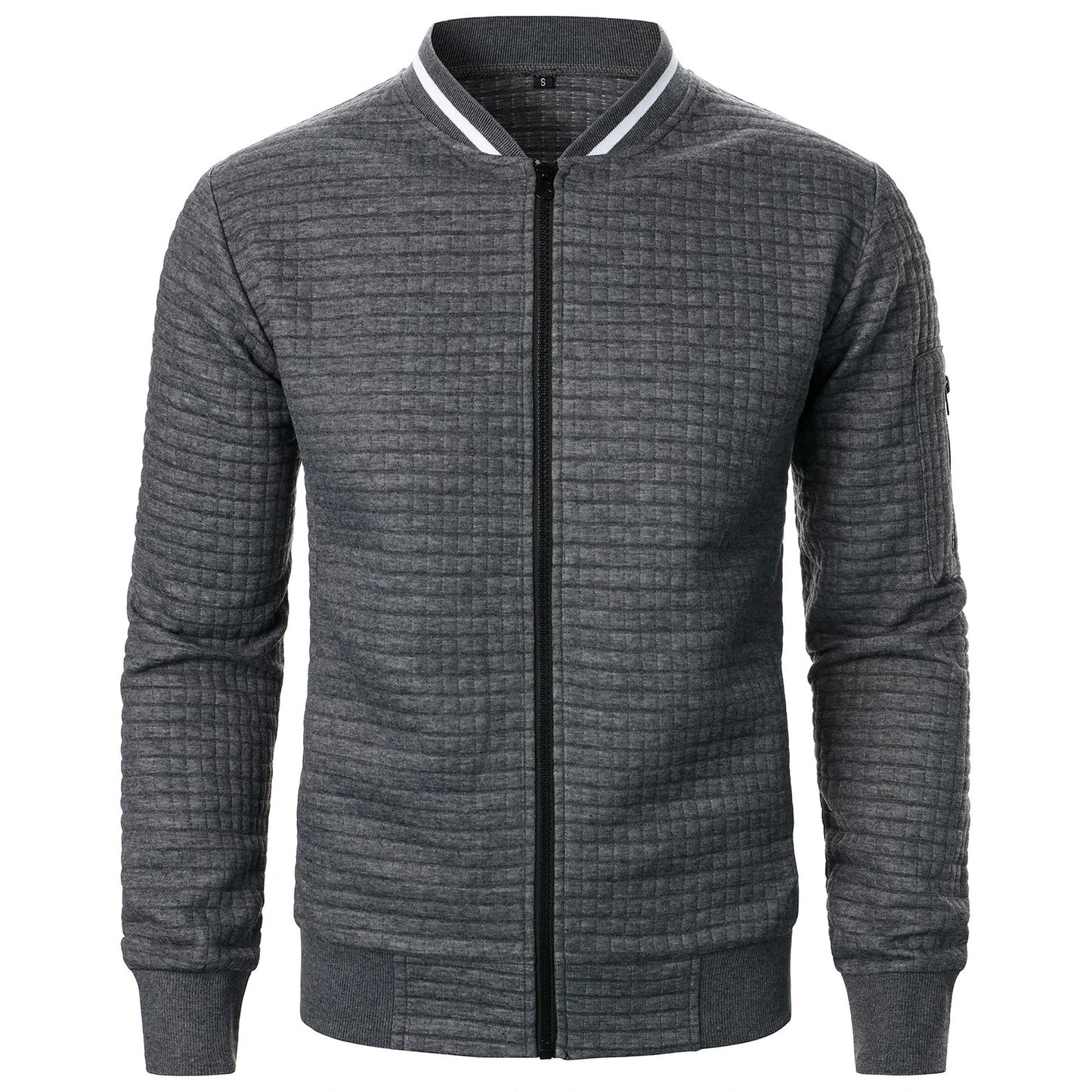 Men s Casual  Fit Zipper Up Lightweight Stand Collar Jacket/Spring Fall Coat with Contrast Color Detail