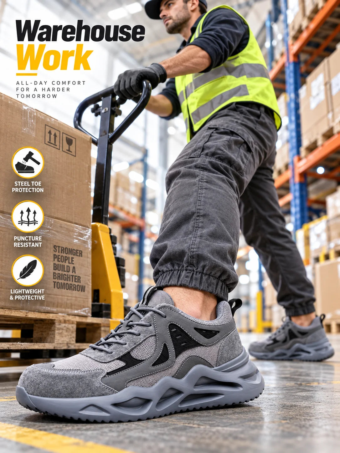 Puncture-Resistant Impact-Resistant Work Shoes Men's Steel Toe/Safety Work Boots Breathable Slip-Resistant Oil-Resistant