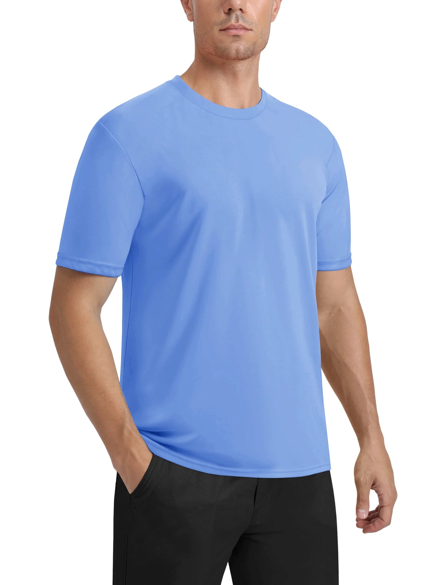 Men's UPF 50+ Shirt Sun Protection SPF UV Moisture Wicking/Lightweight Quick Dry Swim Rash Guard Short Sleeve Athletic Running