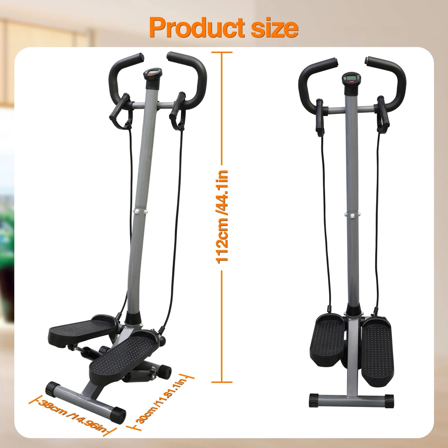 Exercise Stepper Machine Fitness Twist Stepper Stair Step with Handlebar/LCD Monitor Resistance Bands Cardio Workout Home Gym