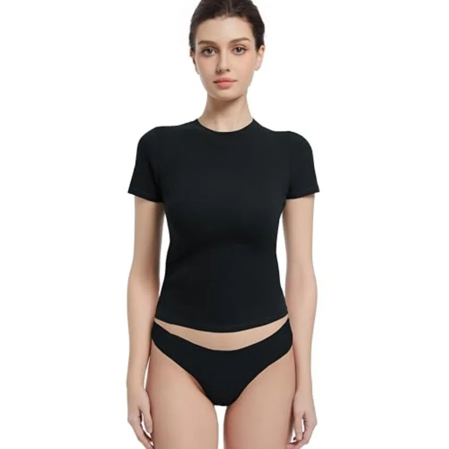 Abonlen Crewneck Short Sleeve T Shirts for Women/Fitted Basic TeesY2k Going Out Tops