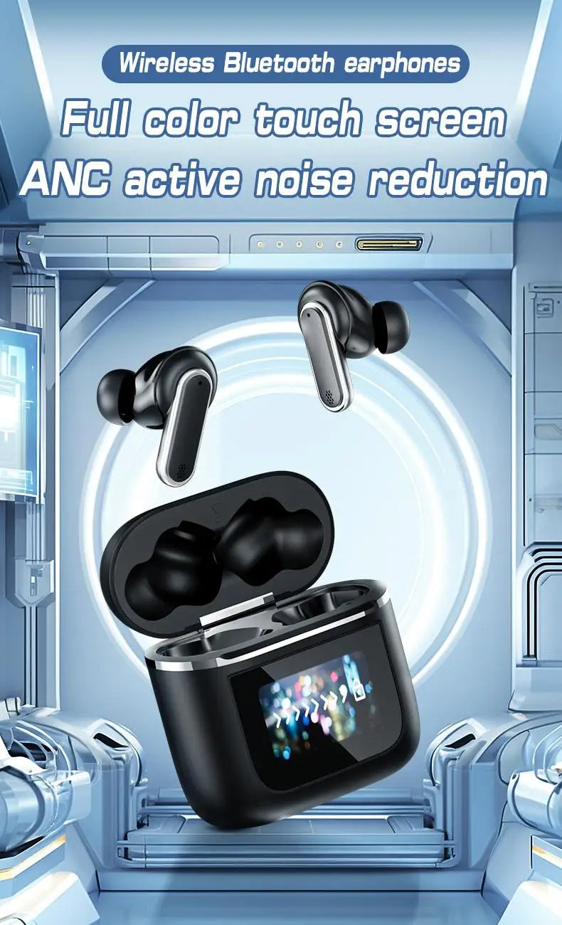 New Wireless Bluetooth earphones with multifunctional digital display screen/support earphone high aesthetic value earphone