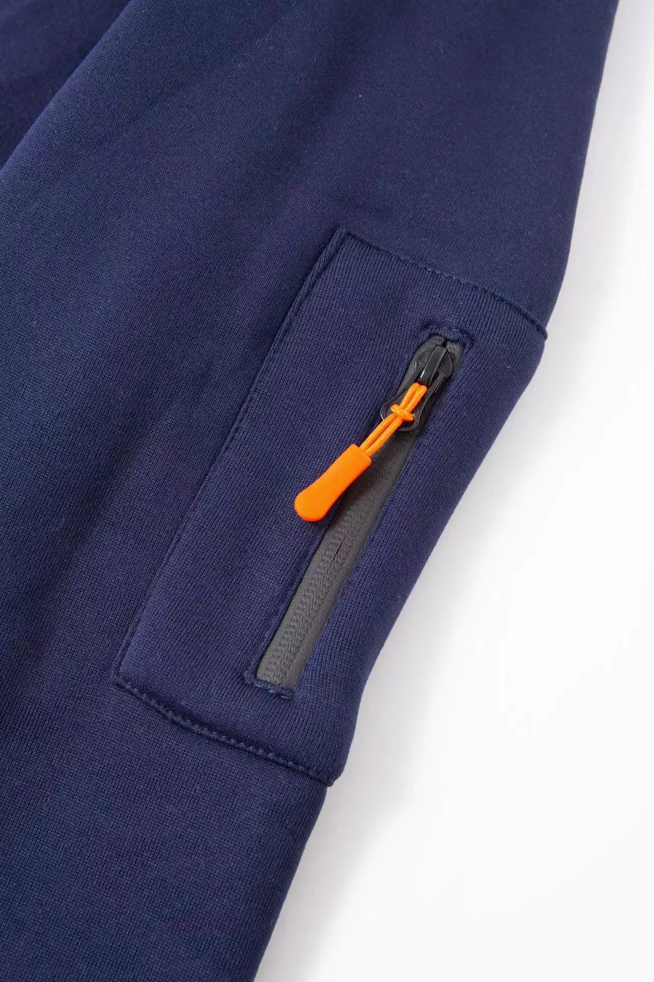 Men's sports suit style autumn and winter fleece men's casual/sportswear zipper sweater multi-pocket work pants suit
