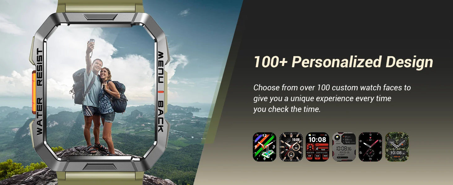 Blackview New Smart Watch 2.01'' HD Display Outdoor Men's Watches/with Emergency Lighting Bluetooth Call Waterproof Smartwatch