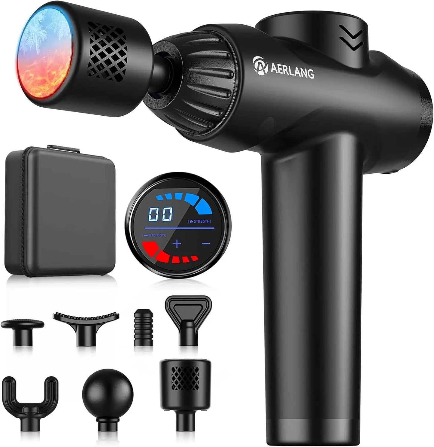 LINGTENG Handheld Hot & Cold Massage Gun/7 Silent Heads Deep Tissue Percussion Massager