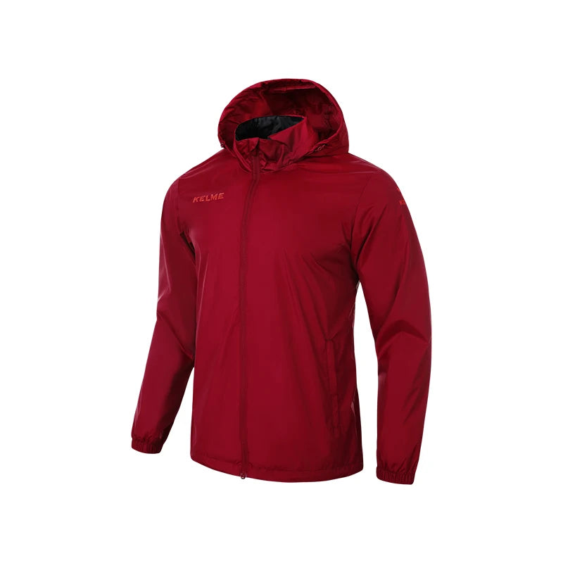 KELME Men's Windbreaker Running Jacket Hooded Windproof Coat/Training Waterproof Jacket Quick Dry