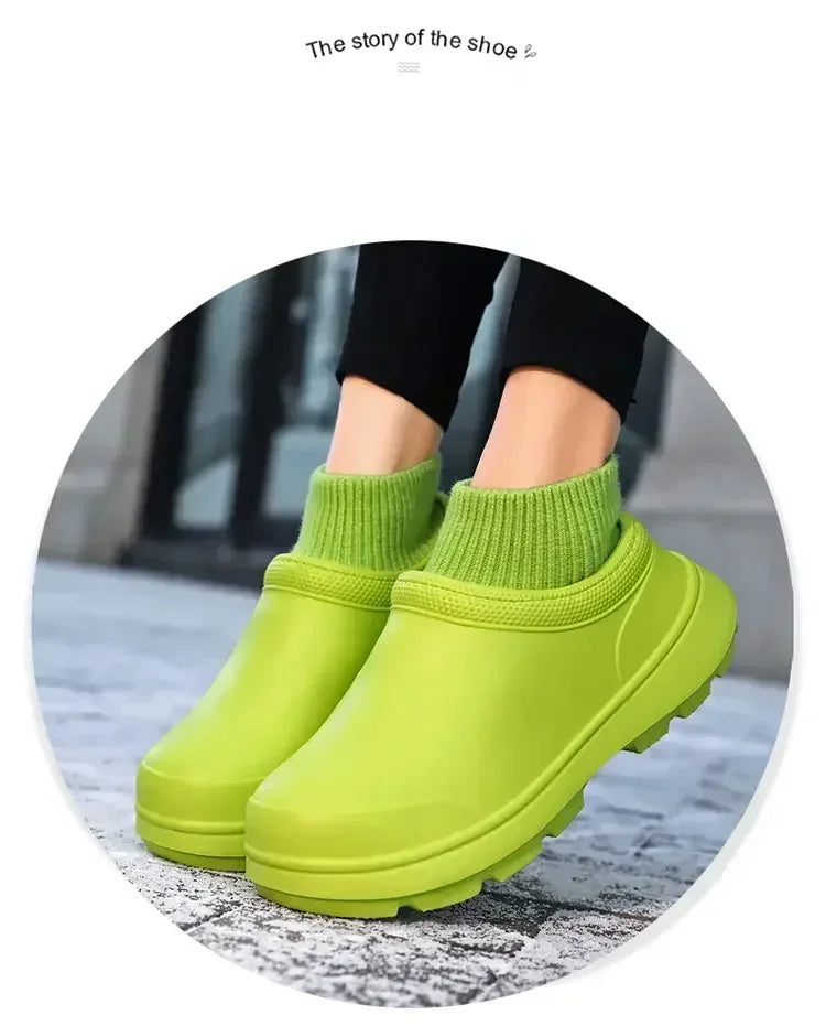 Winter Warm Kitchen Non-slip Waterproof Restaurant Working Shoes/Eva Chef Cotton Slippers Size 36-47