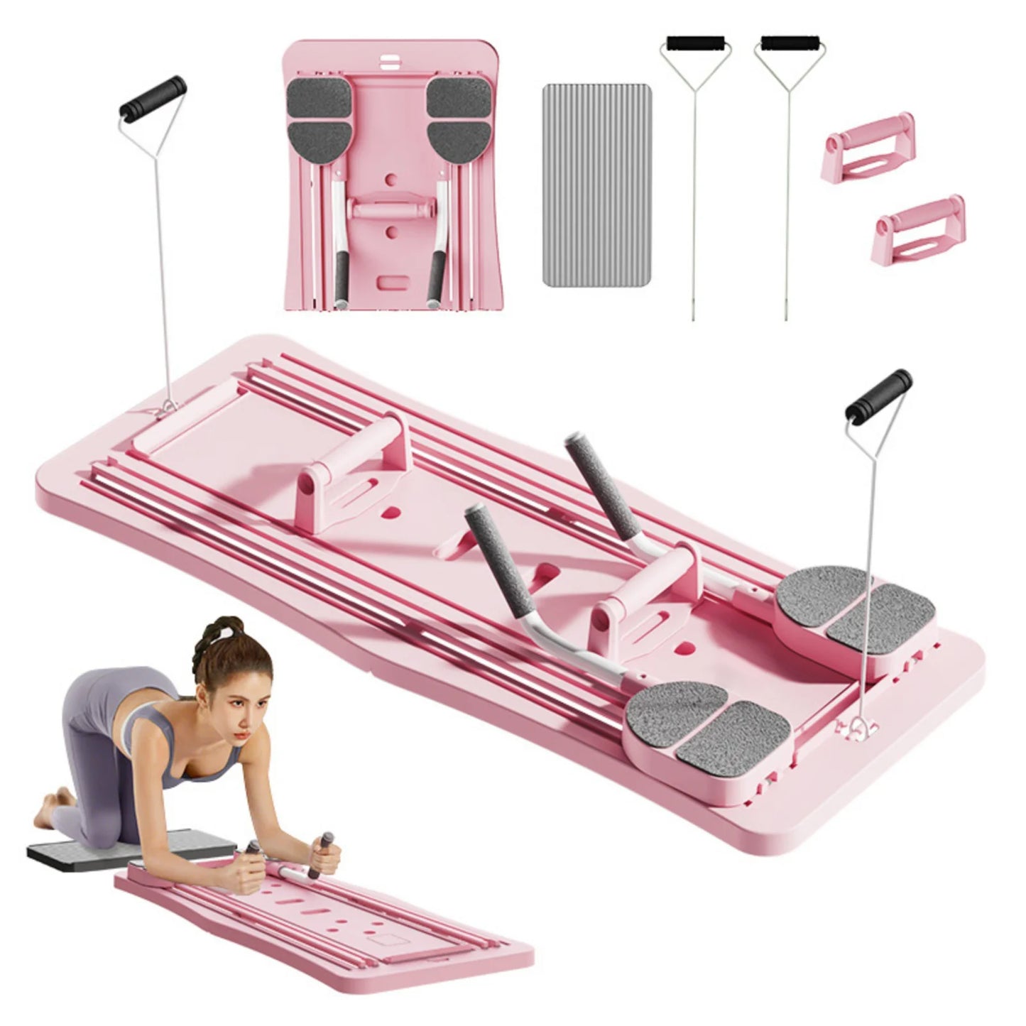 Multi-Functional Ab Workout Board Foldable Core Trainer Equipment/with Resistance Bands Push-Up Bars Abdominal Trainer