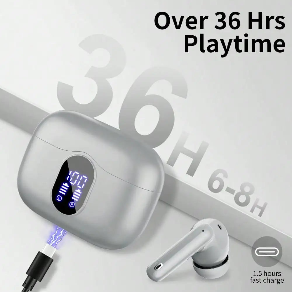 Ordtop Wireless Earbuds Bluetooth Headphones 48H Playtime Ear Buds/With LED Power Display, IPX7 Waterproof Bluetooth 5.4 Earphones