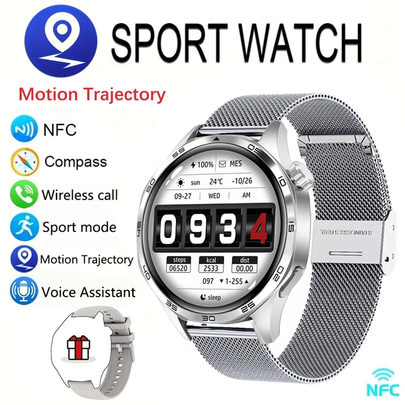 New Watch GT5 PRO NFC Smart Watch GPS Motion Trajectory HD Screen/Bluetooth Call Smartwatch Outdoor Sports Watches For Men