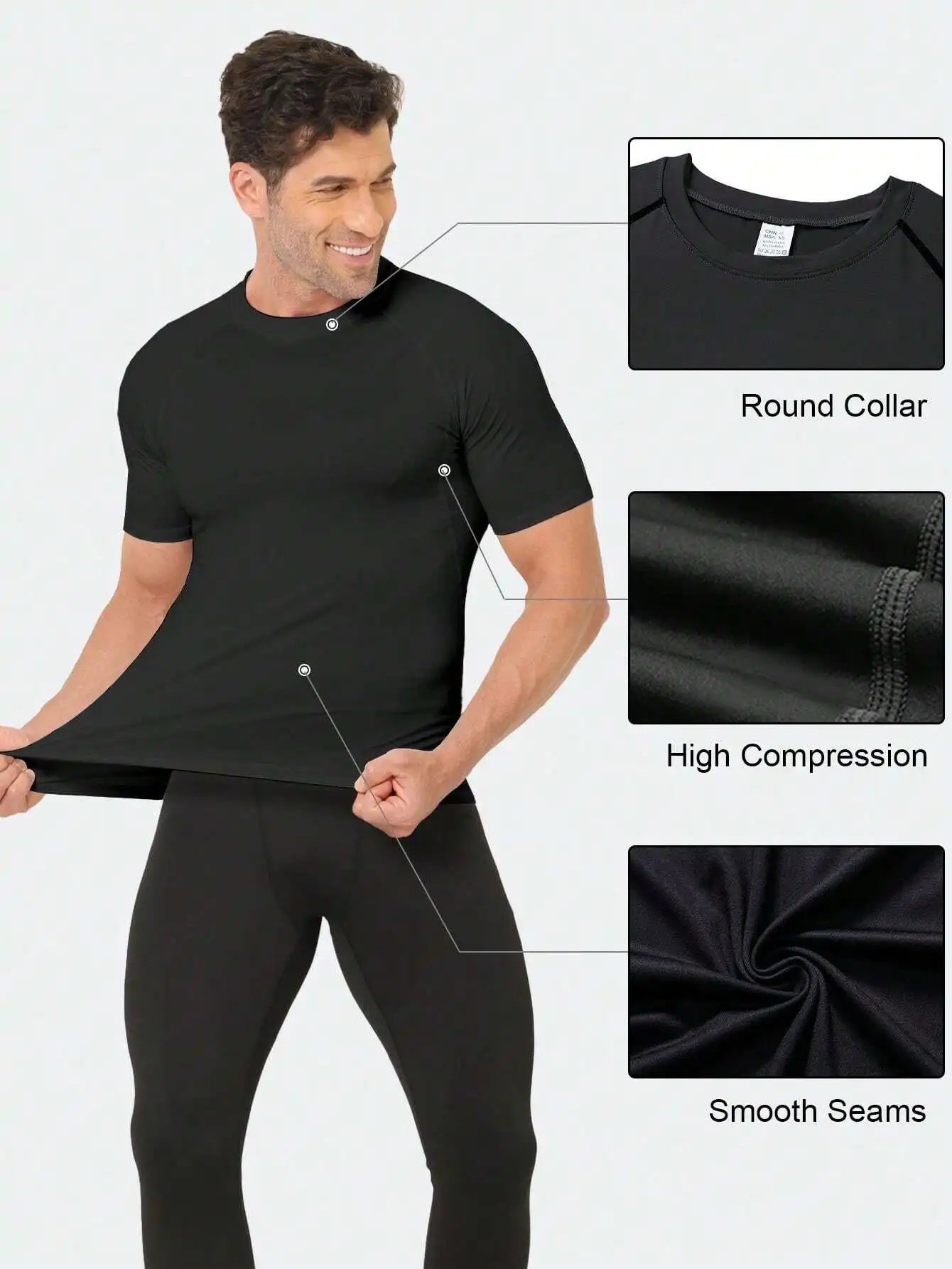 3-Pack Men's Compression Short Sleeve T-Shirts/Breathable & Moisture-Wicking for Fitness