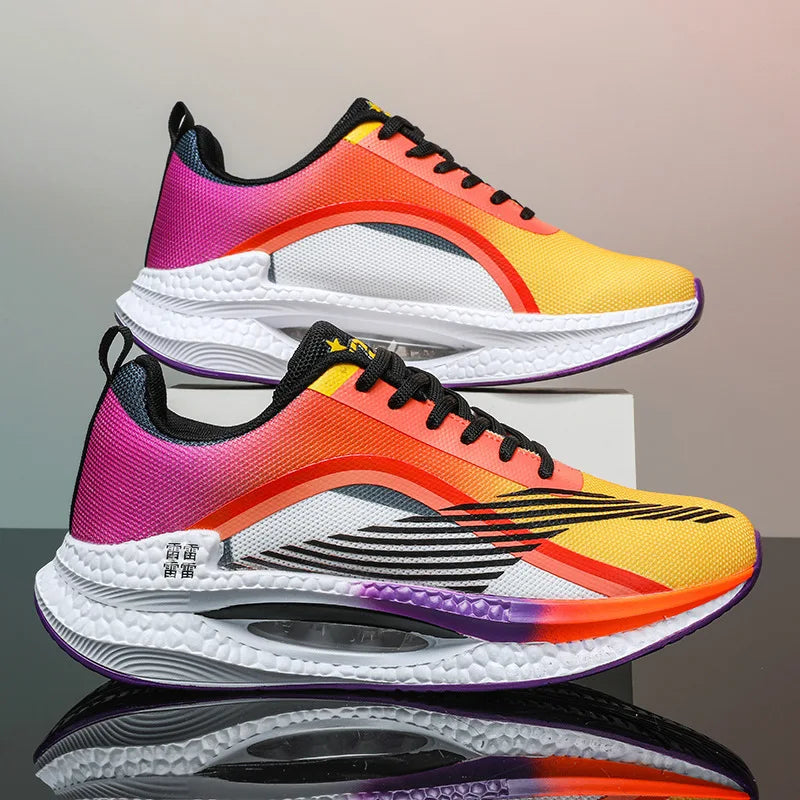 Men's lightweight mesh sports shoes, shock-absorbing/running shoes with air cushion and popcorn sole
