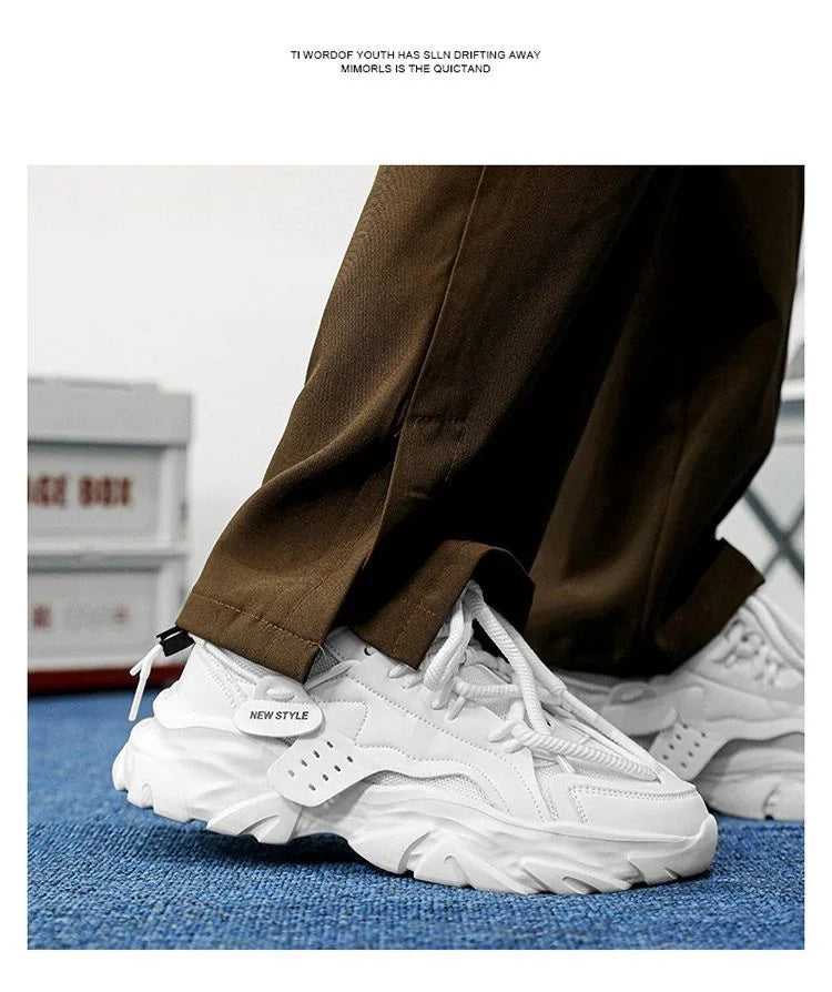 Men's Casual Sneakers Summer Autumn Fashion Outdoor Luxury Lace Up/Round Toe Breathable Non Slip Height Increasing Shoes