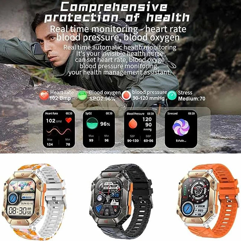 New Men's Smart Watch Compass GPS Movement Track Smartwatch 650/Large Battery Durable Military Smart Watches for Men