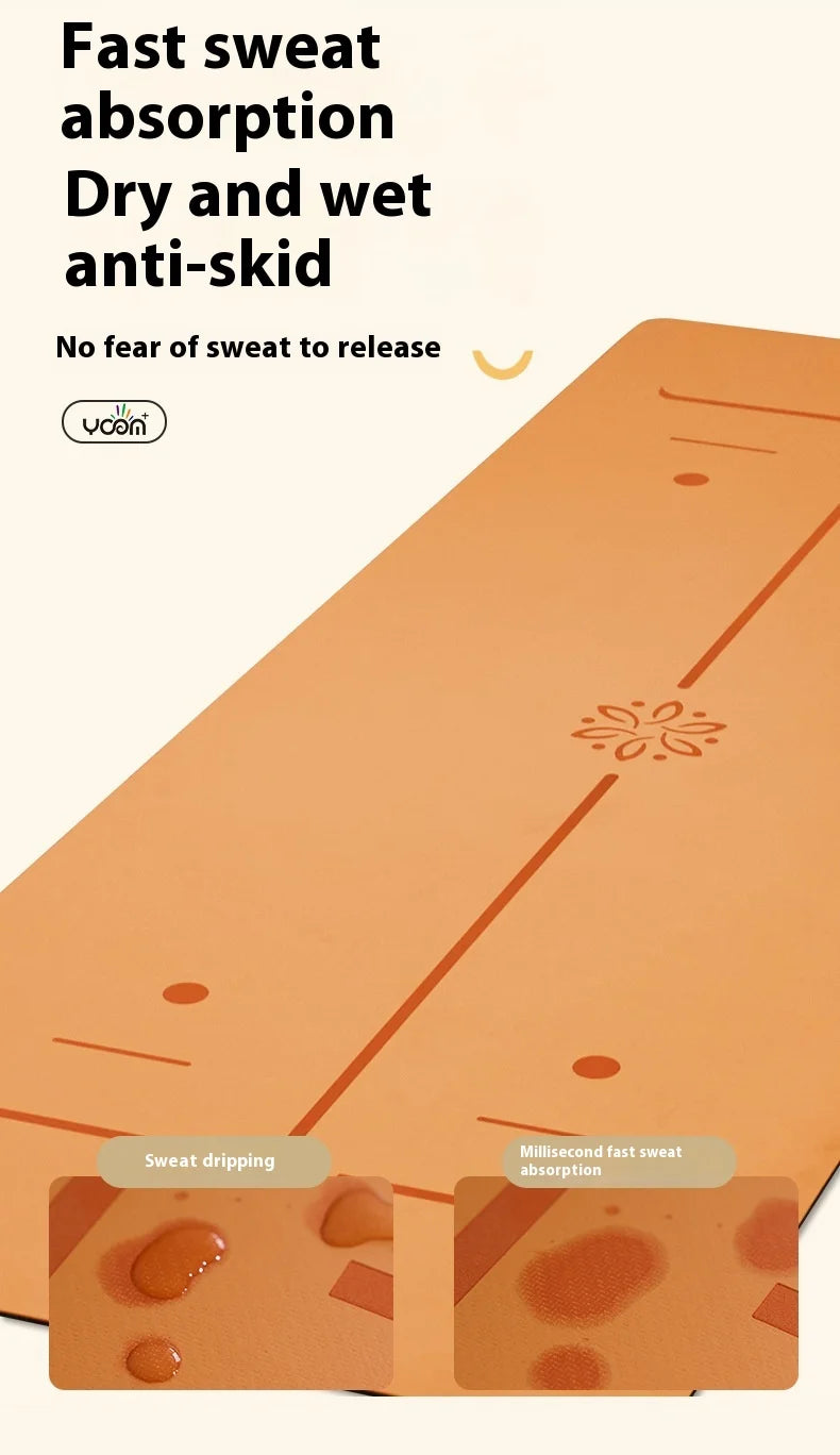 ‌Natural Rubber & PU Professional Yoga Mat Anti-Slip/Sweat-Absorbing Silent Shockproof Fitness Mat for Home ‌