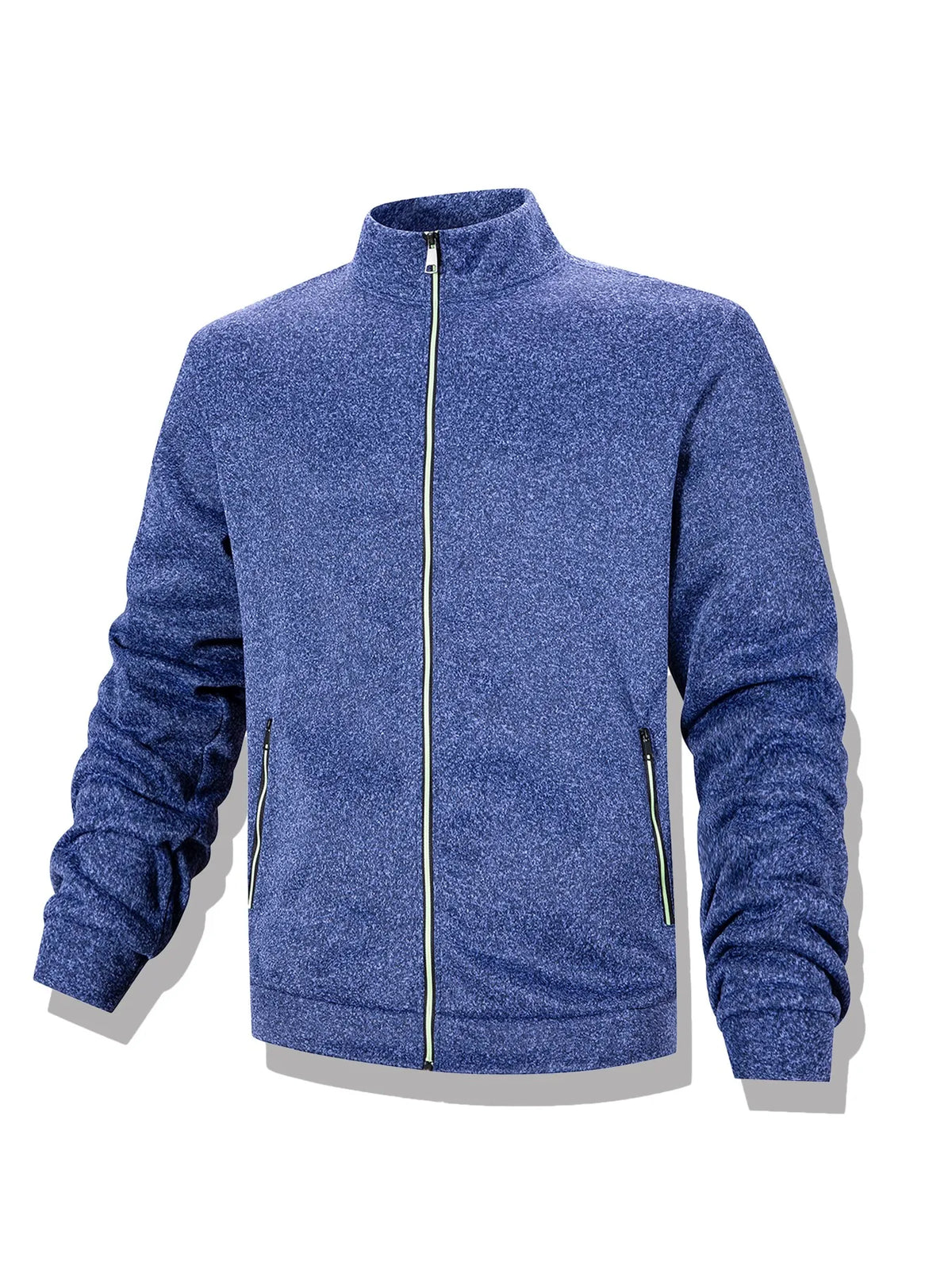 Men Running Track Jacket Contrast Trim Zip‑up Sports Coat Casual/Windproof Athletic Jacket Full Zip Stand Collar Workout Outerwear
