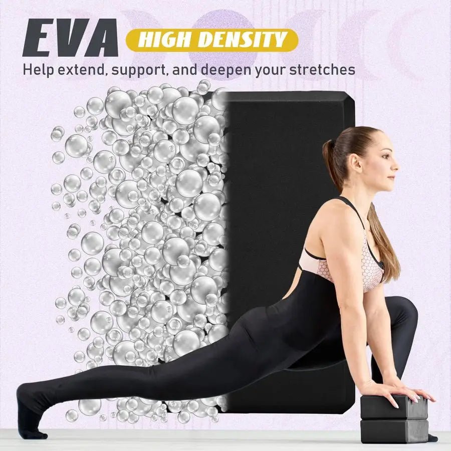 6 Pack Yoga Blocks 9 x 6 x 4 Inch Eva Foam Lightweight/Non Slip Yoga Props for Yoga Pilates Stretching Meditation