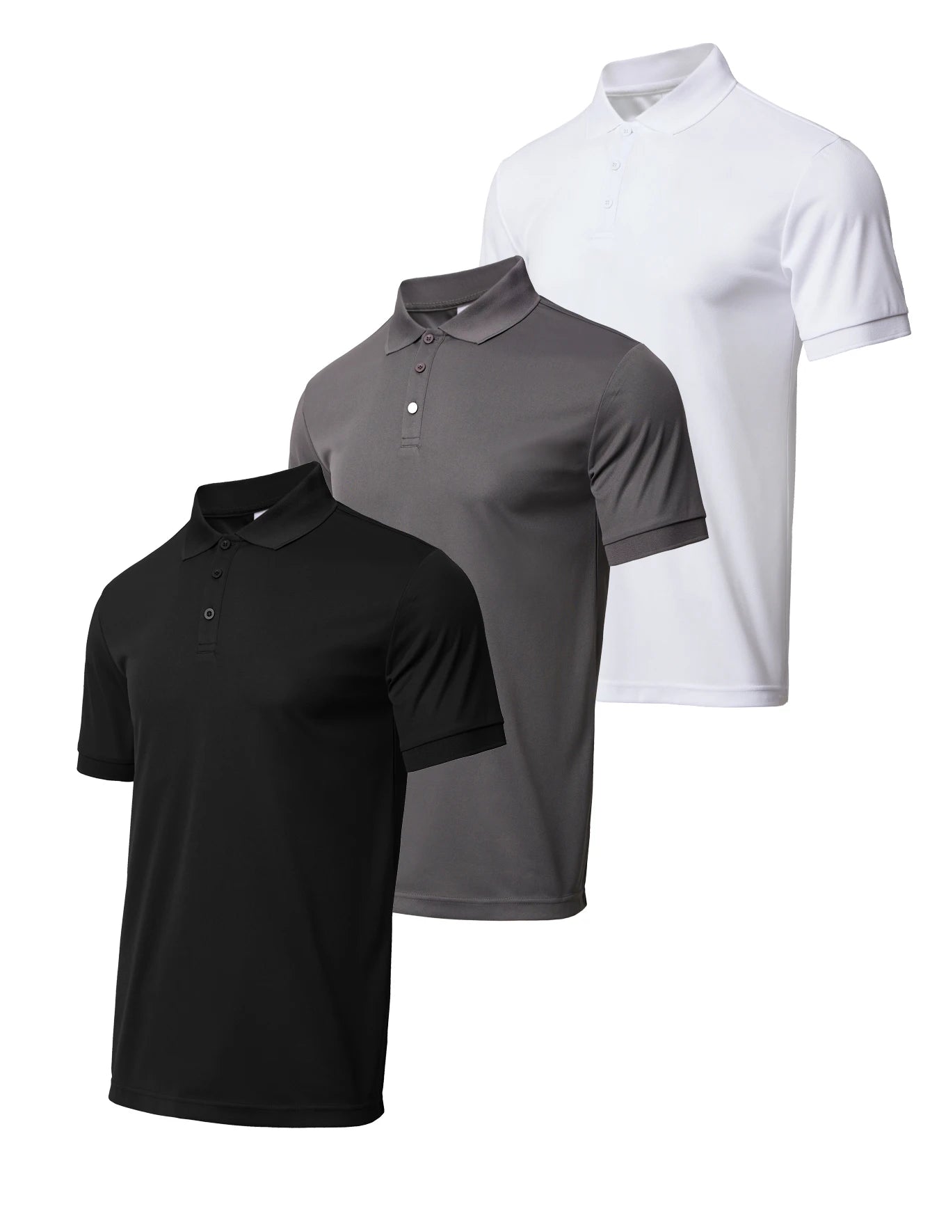 3-piece men's quick drying short sleeved casual/sports golf shirt moisture wicking casual fitness top