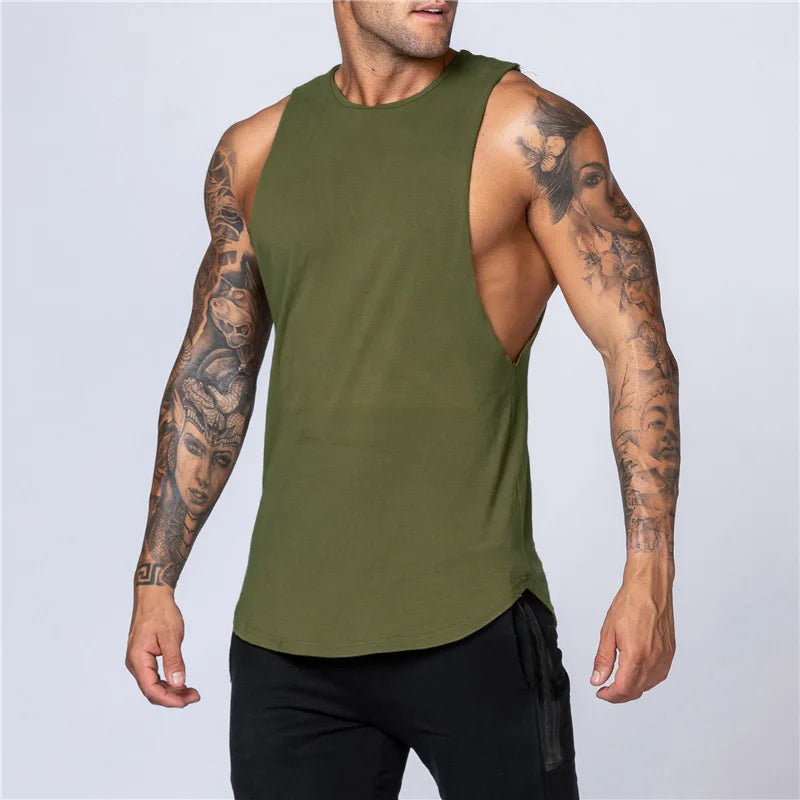 Men's Gym Clothing Summer Fitness Cotton Tank Top Men Jogging/Bodybuilding Sleeveless Shirt Breathable O-Neck Casual Muscle Vest