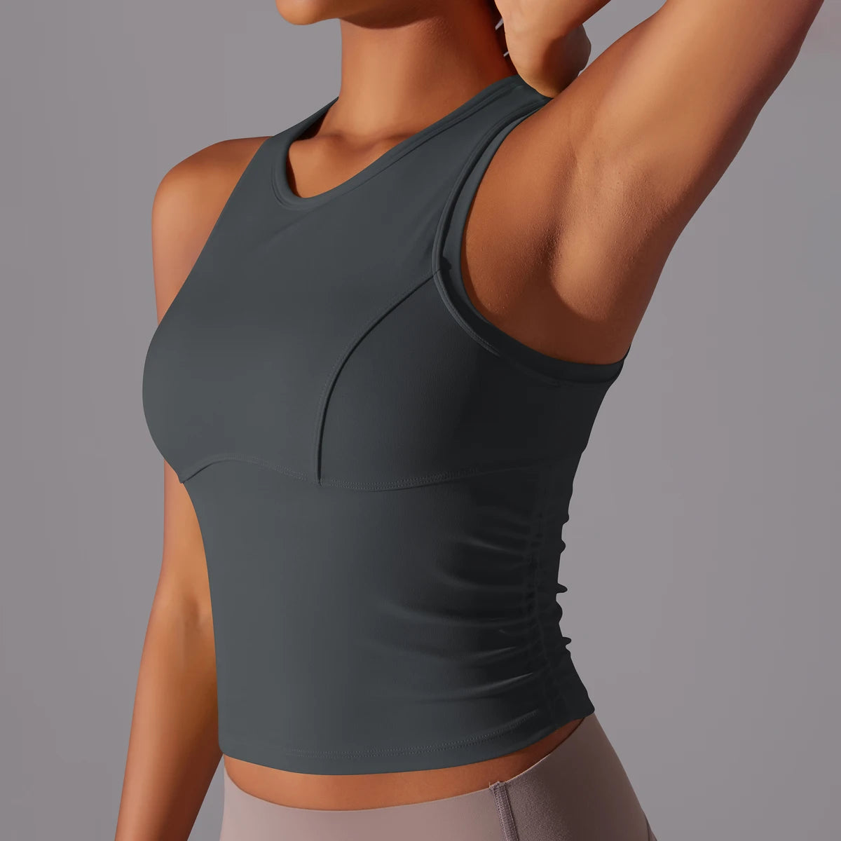 Sleeveless Yoga Vest Slim Sportswear  Stretchy Slim Sports Bra/Breathable Pleated Tank Top Quick Dry Fitness Wear Sexy Slim Top