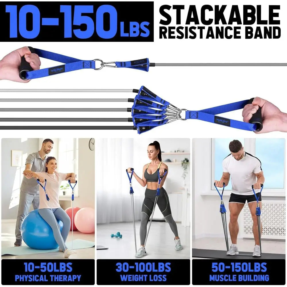 Exercise Bands Kit with Handles Door Anchor/Ankle Straps for Fitness Therapy Yoga, Home and Gym Workouts
