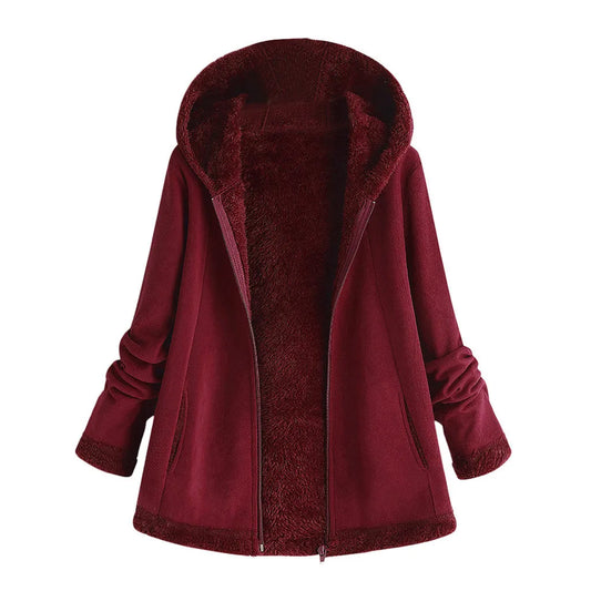 Women Plush Fleece Jackets Coat Fashion Autumn Winter/Women's Overcoat Zipper Outwear Jacket Female Casual