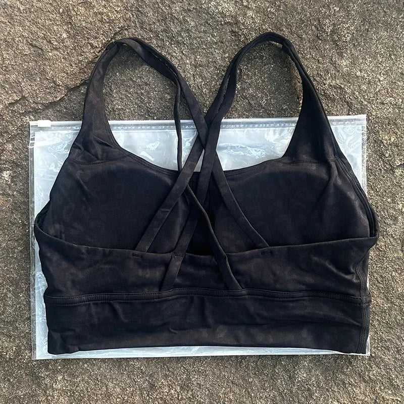 Women Sports Bra Sexy Criss Cross Straps Back High Support/Impact Yoga Underwear Running Fitness Gym Padded Bralette