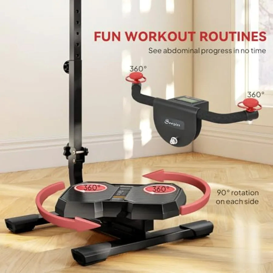 Foldable Ab Twister Board for Waist Trimming with Screen Showing Time/Calories Ab Workout Equipment for Women and Men