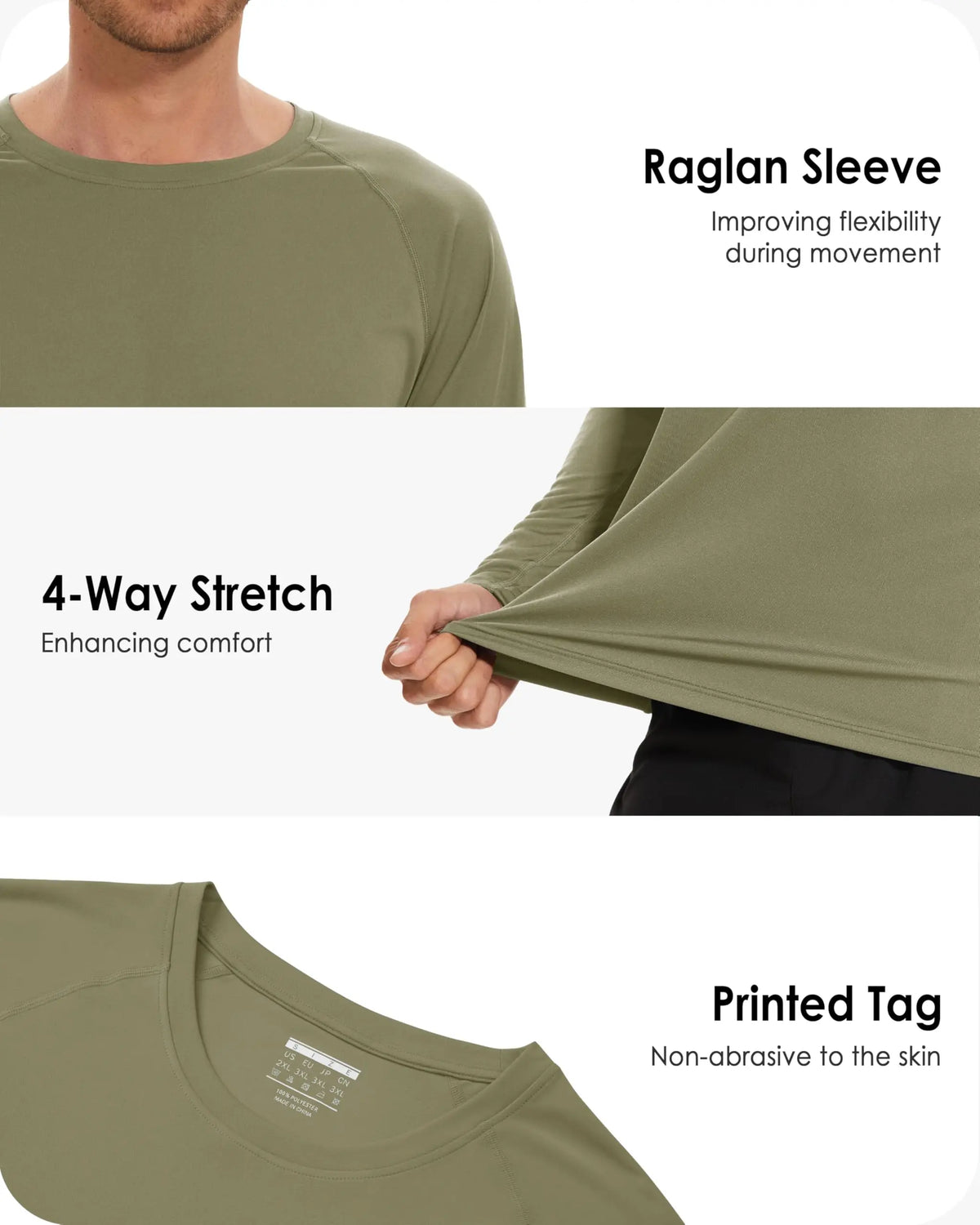 Men's Sun Protection Shirt UPF 50+ Long Sleeve/Quick Dry Performance T-Shirt for Running Workout Golf
