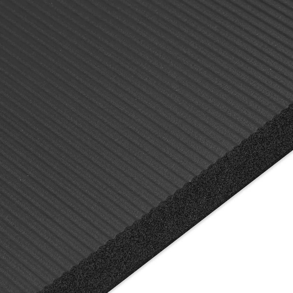 Performance Fitness Mat/Textured Ridges for Ultimate Traction Black