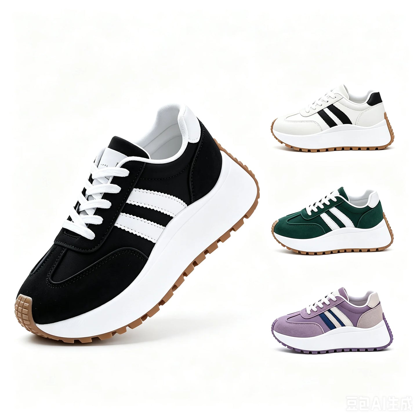 Women's Lace Up Platform Casual Sneakers Soft Synthetic Leather/Upper Non-Slip Rubber Sole Retro Walking Shoes