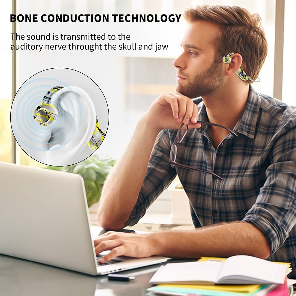 Bone Conduction Earphones Digital Display/Wireless Headphones Noise Reduction Support
