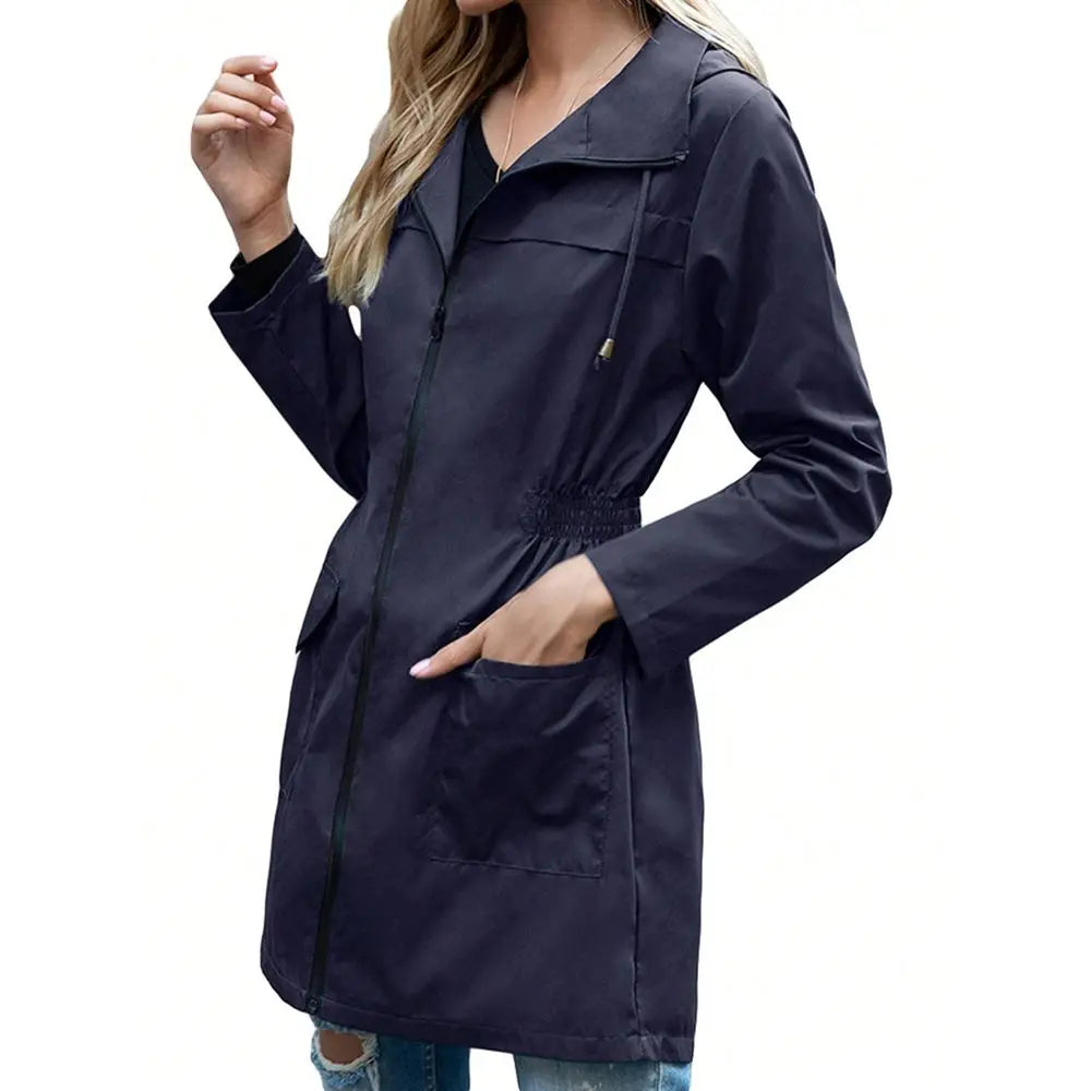 Light Rain Jacket Waterproof Active Outdoor Trench Raincoat/With Hood Ladies Lightweight Windproof Windbreaker