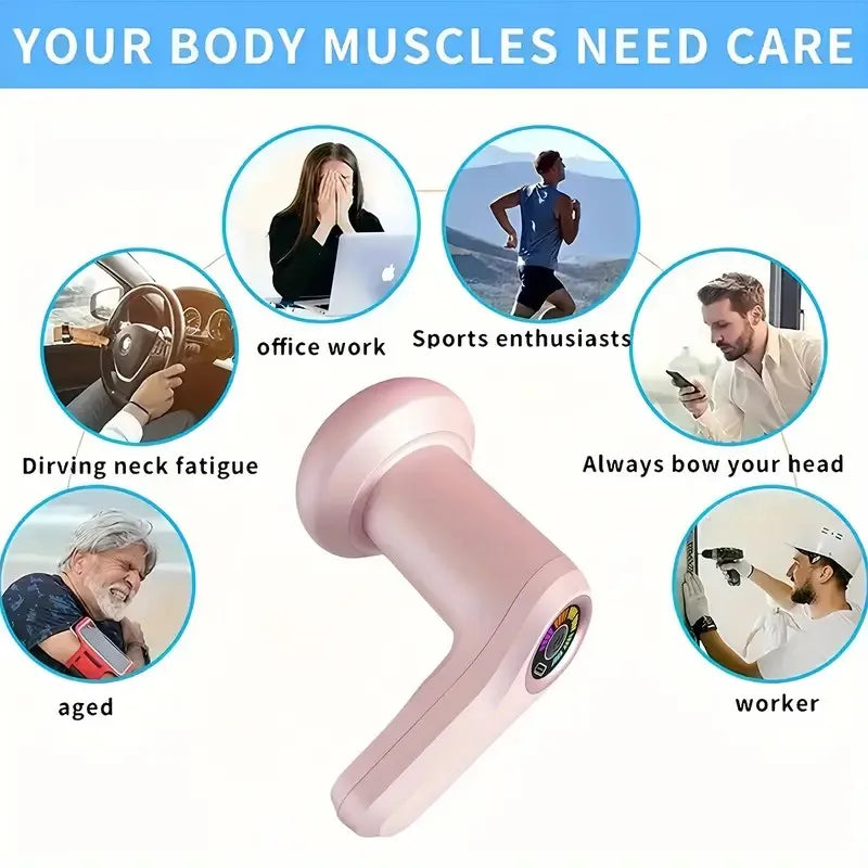 Portable Massage Gun Multifunctional Massager with 5 Massage Heads/USB Charging and Fat Pushing Machine White Suitable for Body