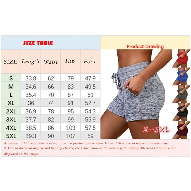 Summer Women's Shorts Printing Elastic High Waist Casual/Sport Fitness Running Oversize Female Sweat Shorts