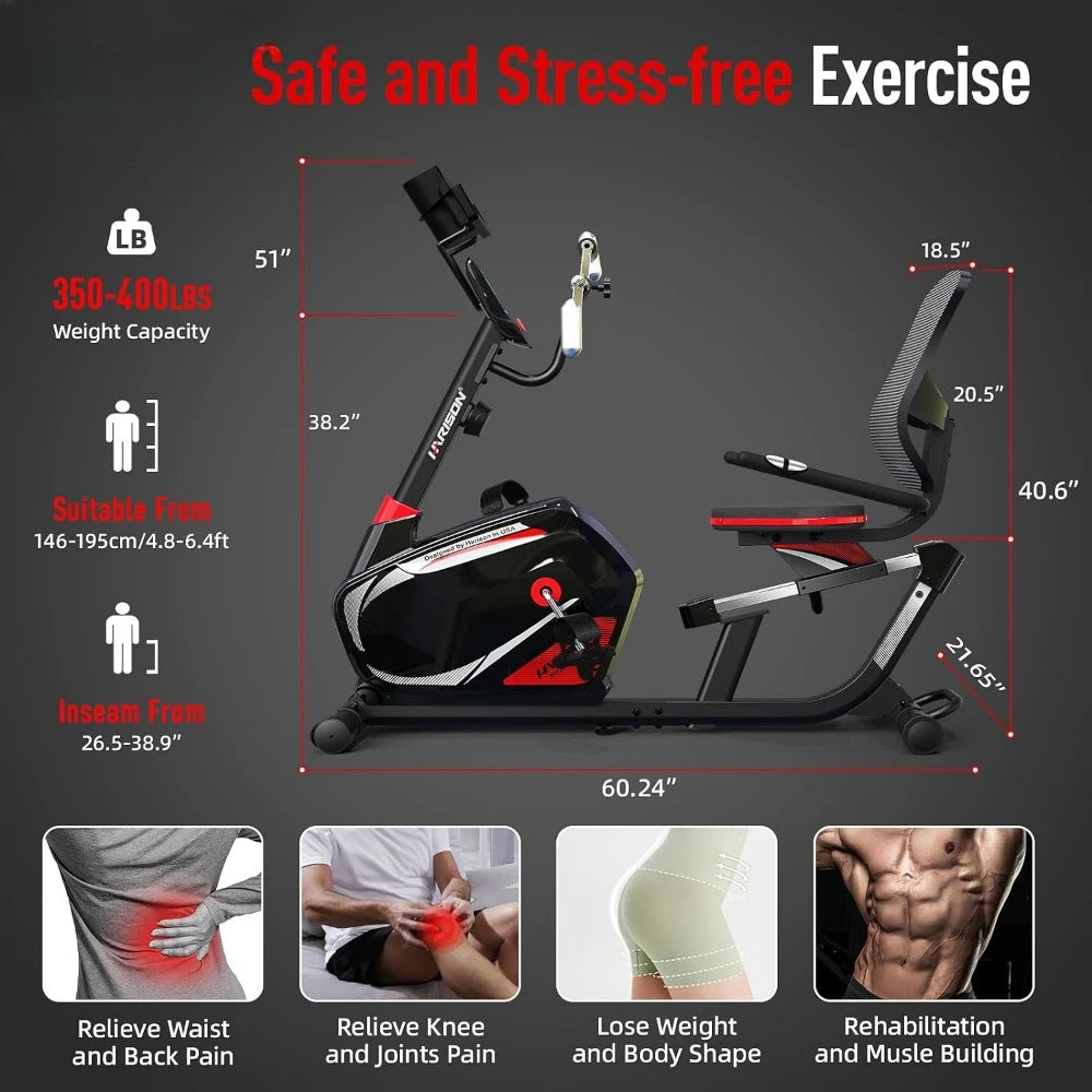 Exercise Bike with Arm Exerciser/Recumbent bikes for Adult and Seniors 400 lbs Capacity