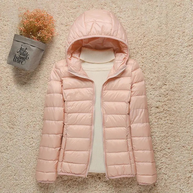 New Spring Autumn Jackets Fashion Women Long Sleeve Ultra Packable/Hooded Down Coat Office Lady Commute Puffer Outerwear