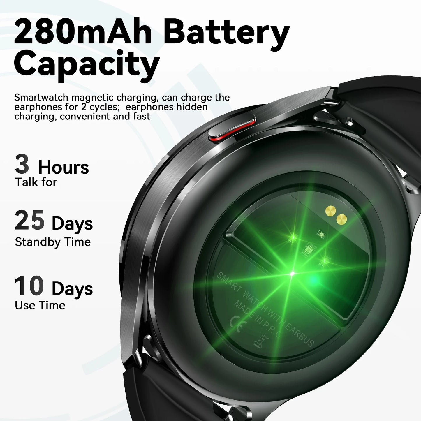 EIGIIIS Smart Watch with Earbuds1.39"HD Fitness Watch with Heart Rate/Blood Oxygen Sleep Tracker 2 in1 Bluetooth for iOS Android