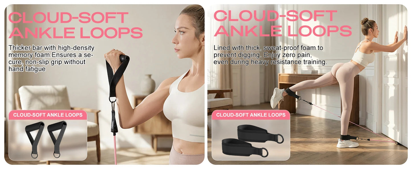 Pilates Bar Kit with Resistance Bands Adjustable Home Gym Workout/Portable Pilates Equipment for Squats Yoga Full Body Training