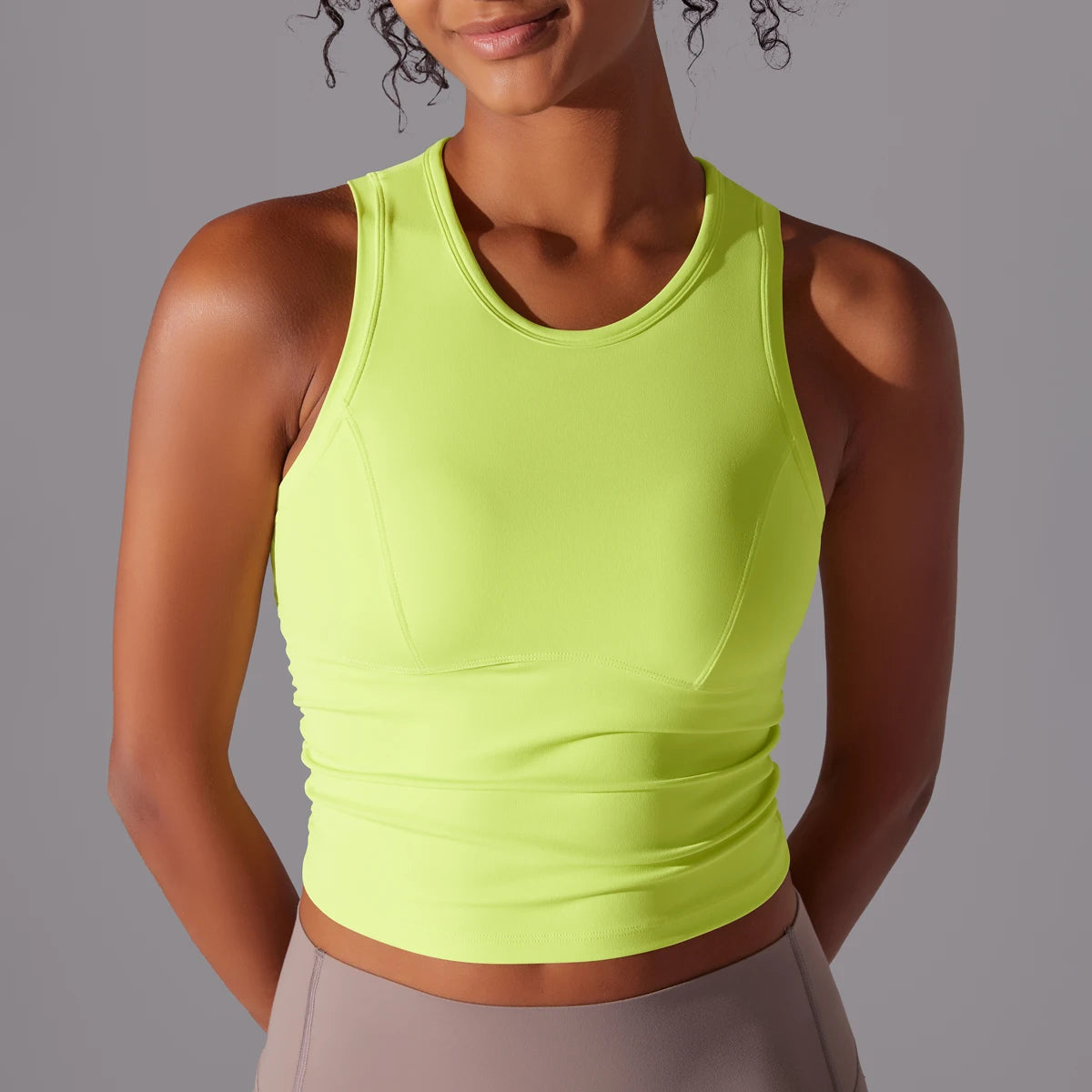 Sleeveless Yoga Vest Slim Sportswear  Stretchy Slim Sports Bra/Breathable Pleated Tank Top Quick Dry Fitness Wear Sexy Slim Top