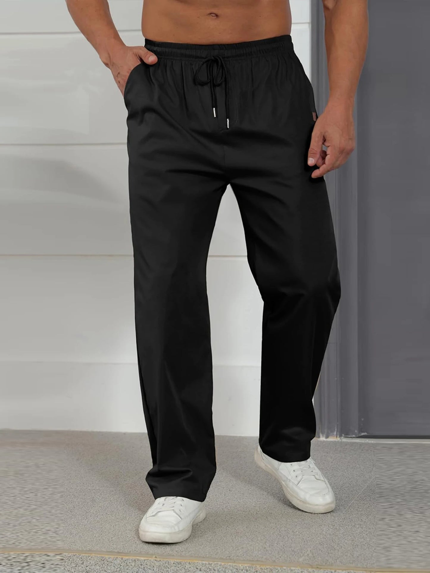 Men s Relaxed Fit Cargo Pants with Adjustable Drawstring Waistband/and Multiple Pockets for Everyday Wear