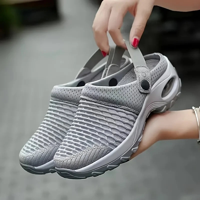 Women's Breathable Flying Woven Knit Sneakers Soft Cushion/Non Slip Lace Up Walking Shoes, Lightweight Mesh Comfort Shoes